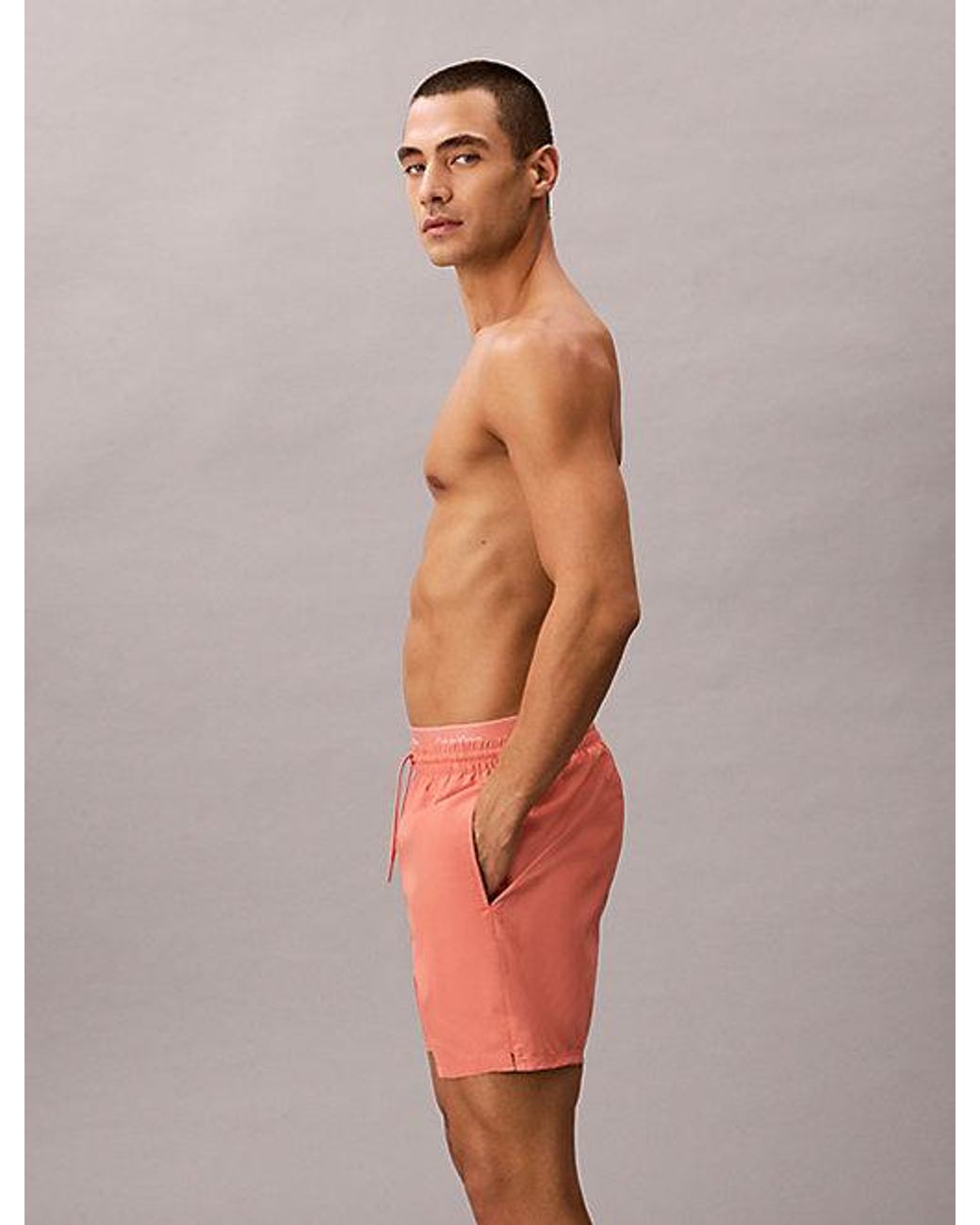 Calvin Klein Red Medium Drawstring Swim Shorts Ck Essentials for men
