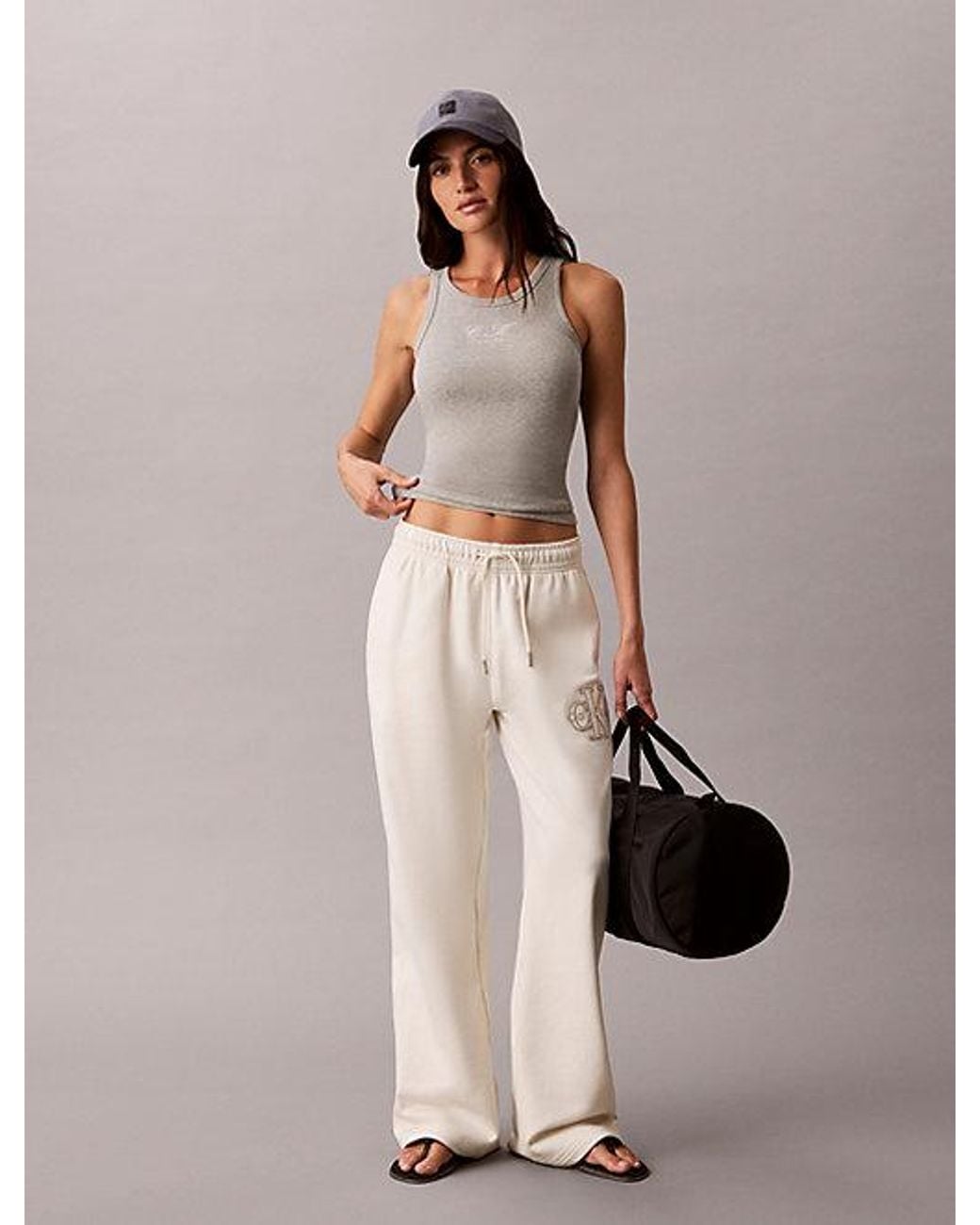 Calvin Klein Brown Jeans Embroidered Ck Logo Rib Tank Top