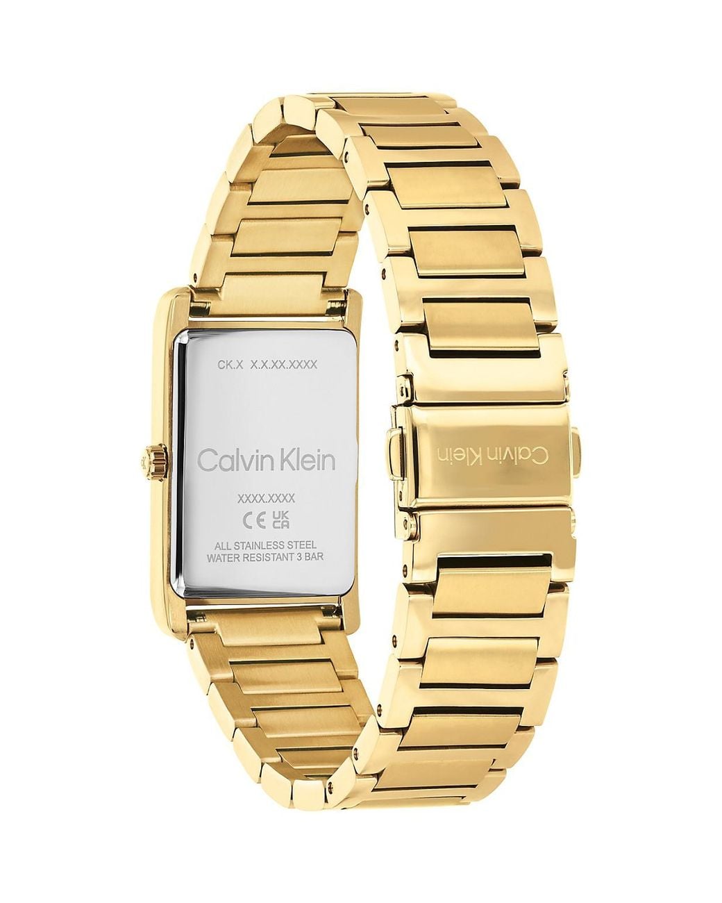 Calvin Klein Metallic Plated Steel Rectangular Watch for men