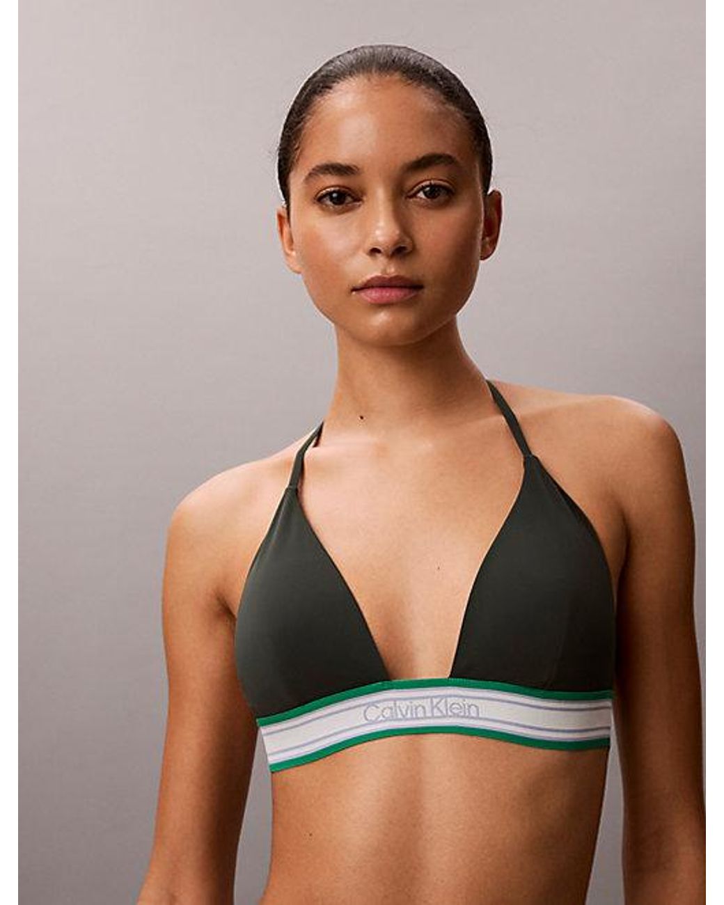 Calvin Klein Multicolor Halter Triangle Bikini Top Ck Icon