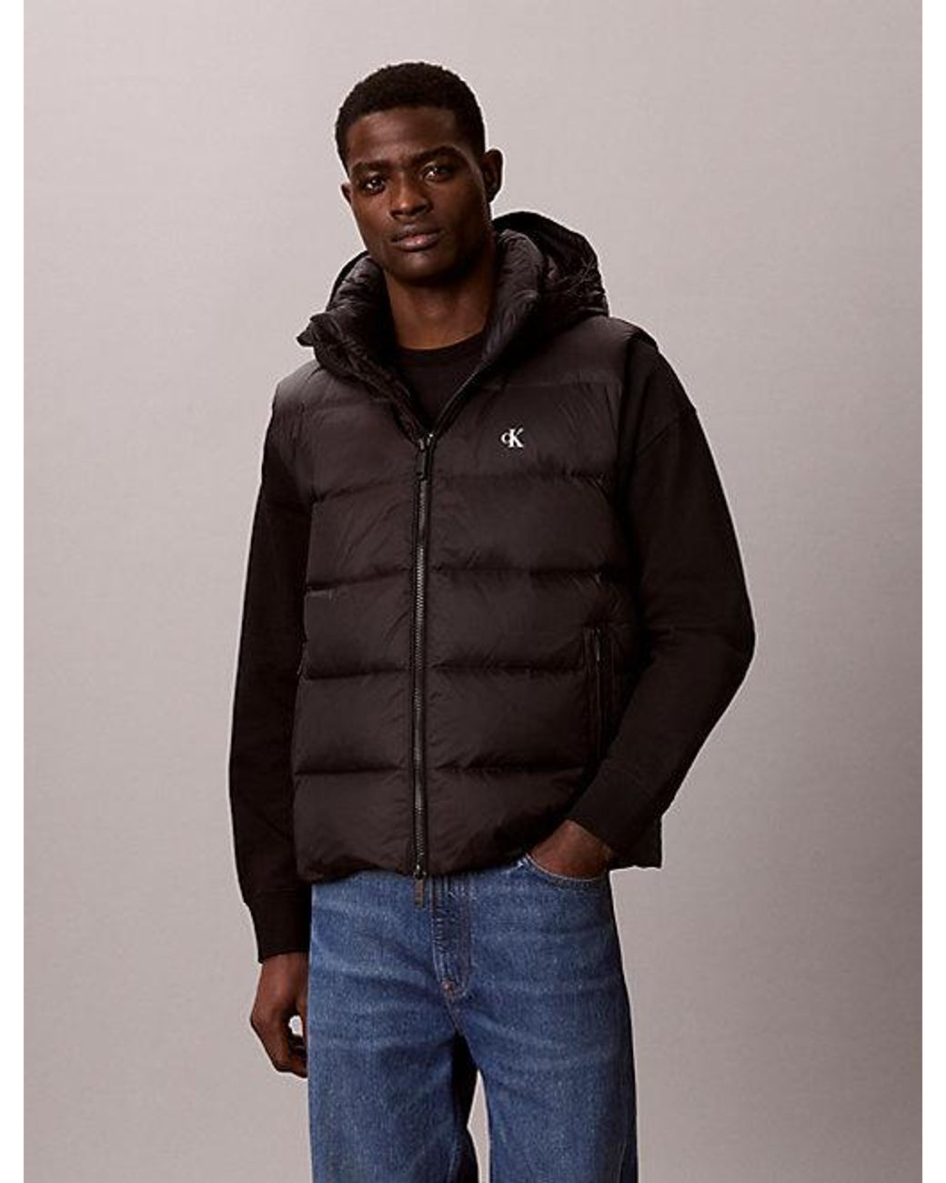 Calvin Klein Blue Jeans Hooded Down Puffer Gilet for men