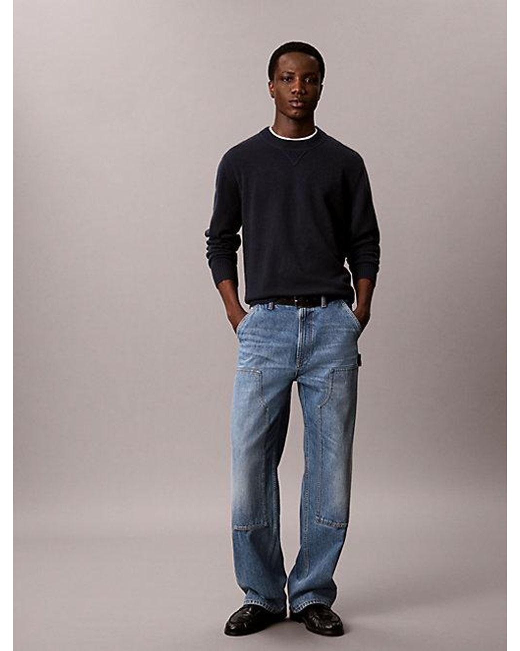 Calvin Klein Blue Jeans Merino Wool Crew Neck Jumper for men