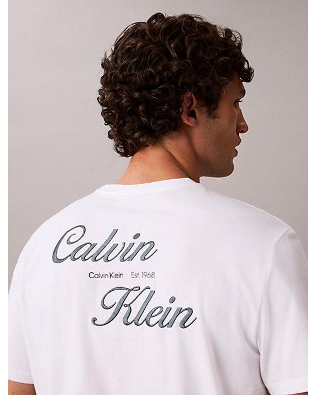 Calvin Klein Blue Jeans Embroidered Logo T-Shirt for men
