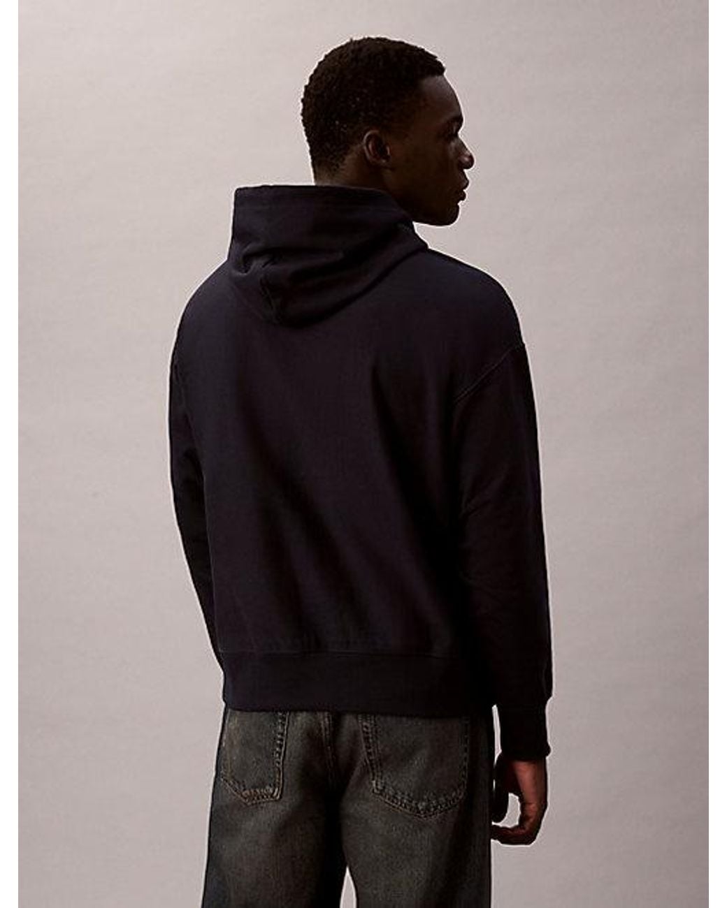 Calvin Klein Blue Jeans Relaxed Monogram Hoodie for men