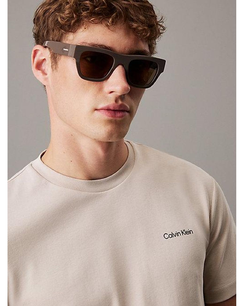 Calvin Klein Green Modified Rectangle Sunglasses for men