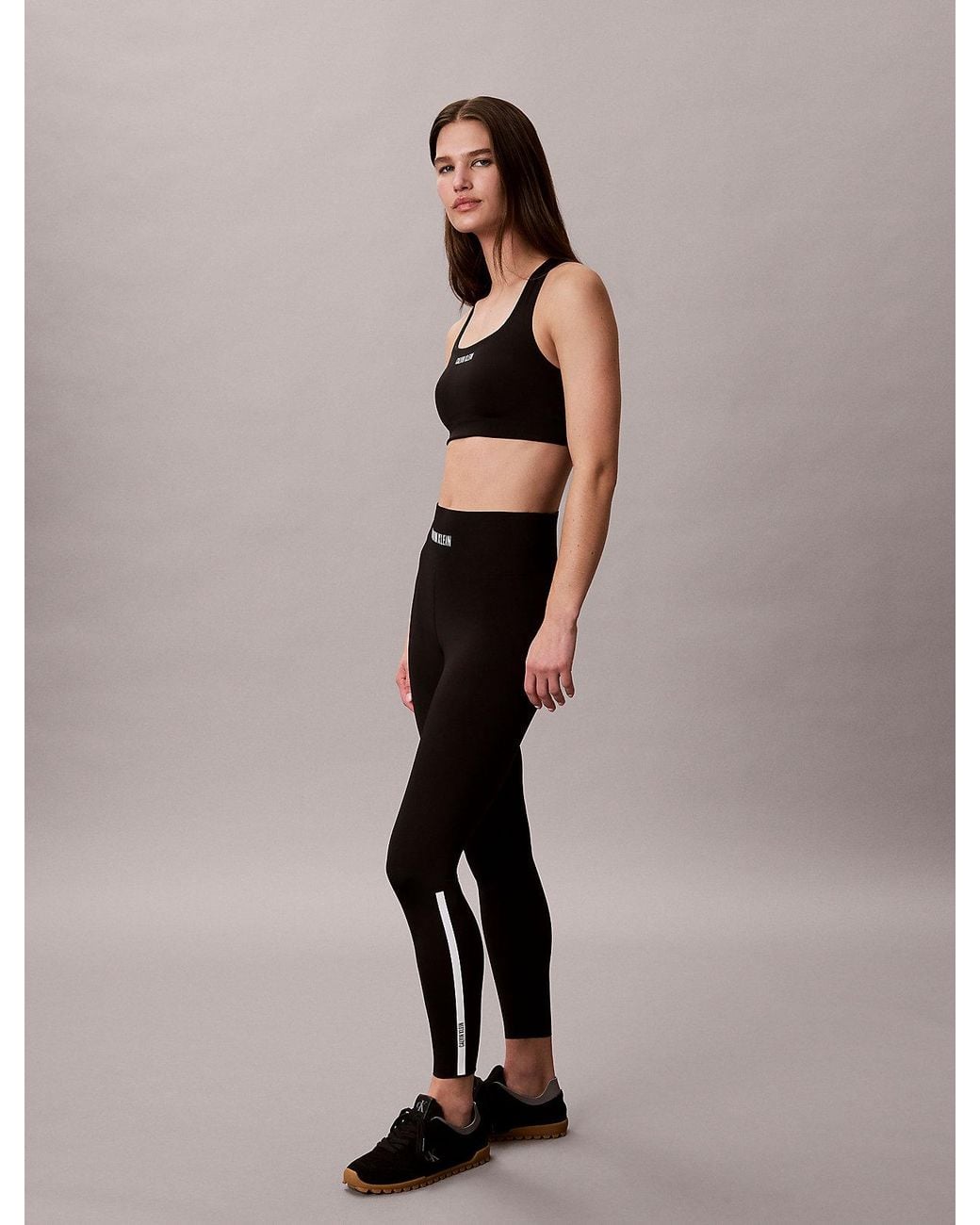 Legging Da Palestra 7/8 A Vita Alta Ad Asciugatura Rapida di Calvin Klein in Black