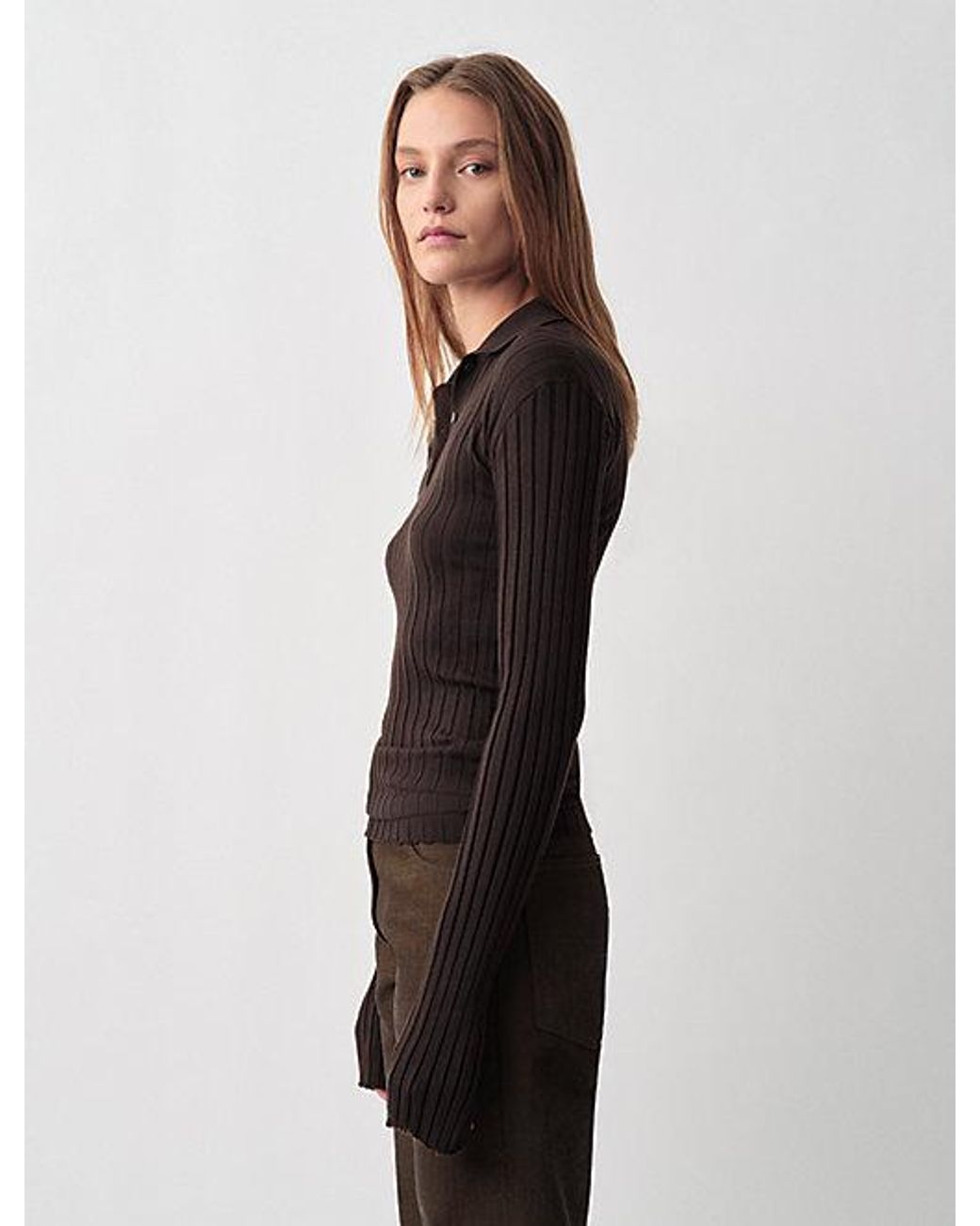 Calvin Klein Amber Geribbelde Polotrui in het Brown