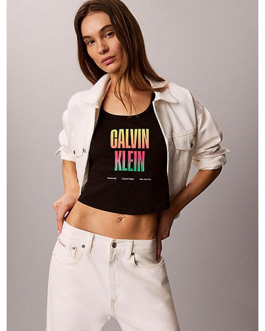Calvin Klein Black Jeans Slim Stretch Logo T-Shirt Pride