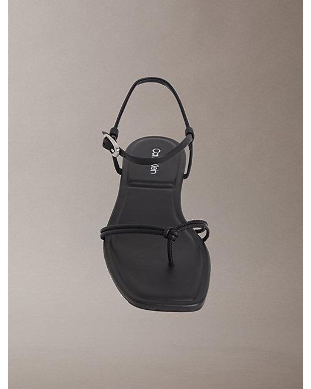 Calvin Klein Gray Ck Provence Square Toe Flat Sandals