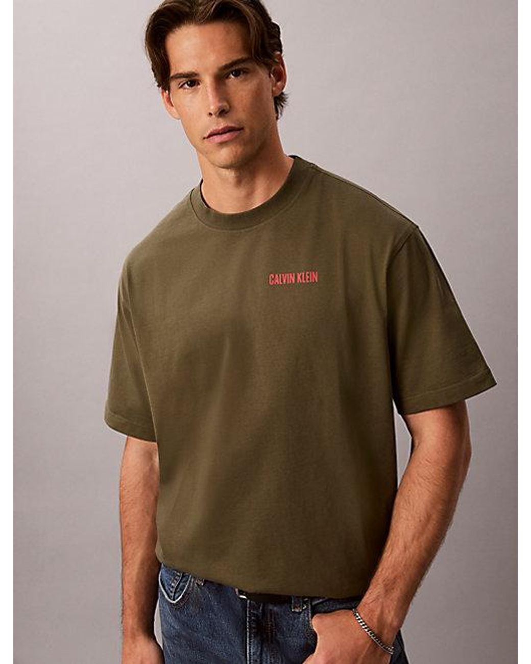 Calvin Klein Green Jeans Relaxed Calvins Or Nothing Graphic T-Shirt for men