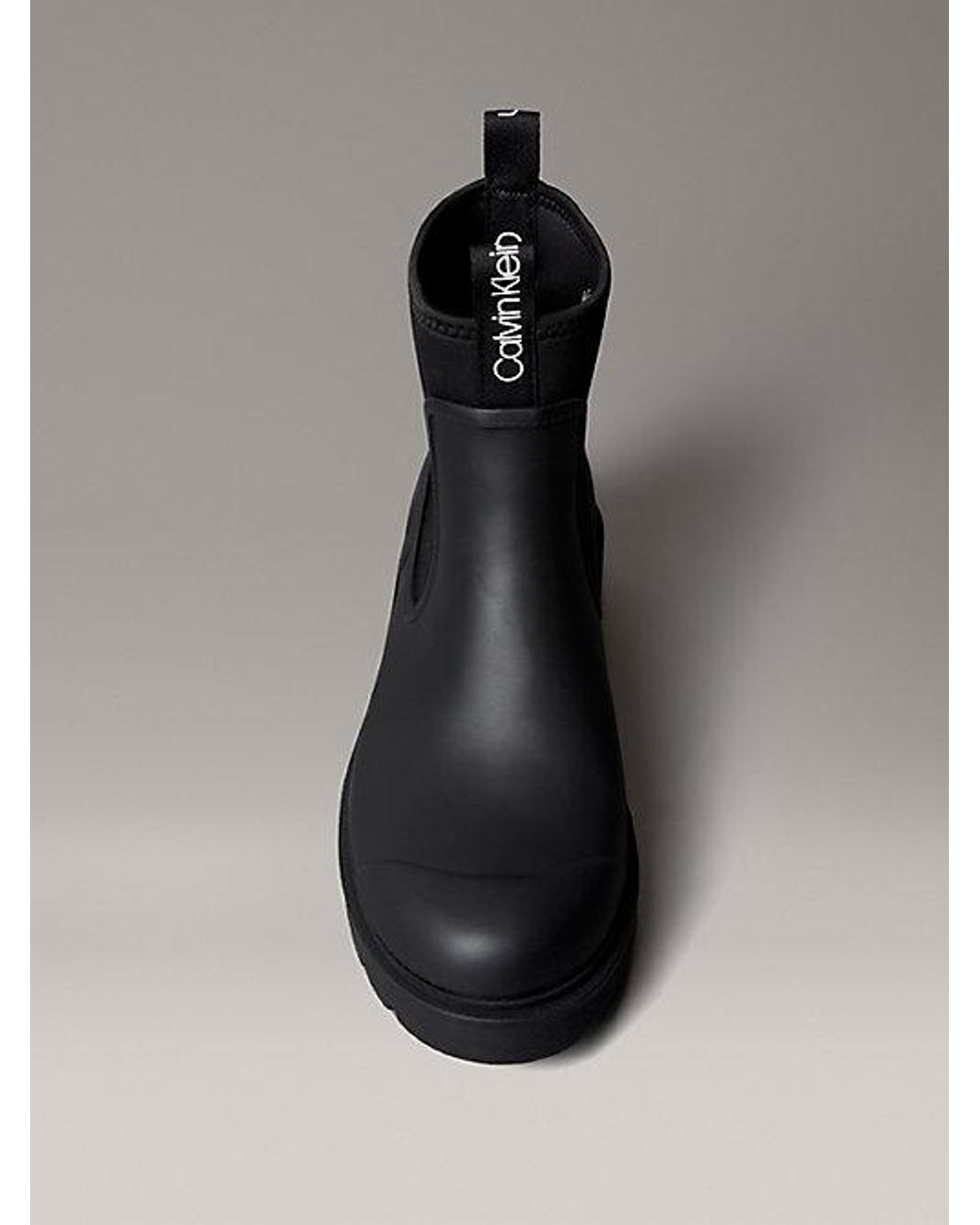 Calvin Klein Black Jeans Heeled Lug Sole Chelsea Rain Boots for men