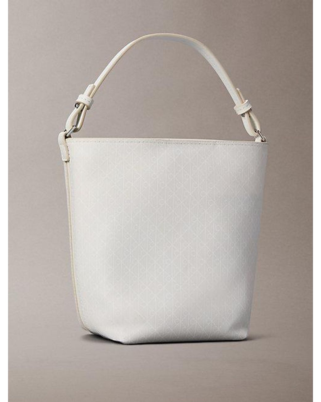 Calvin Klein Gray Allover Emblem Logo Bucket Bag