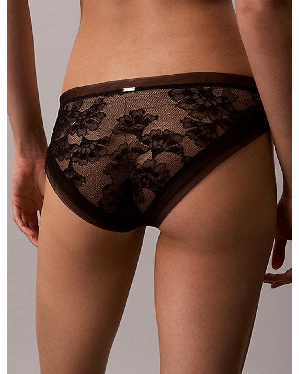 Calvin Klein Black Bikini Briefs Ck Lace Floral