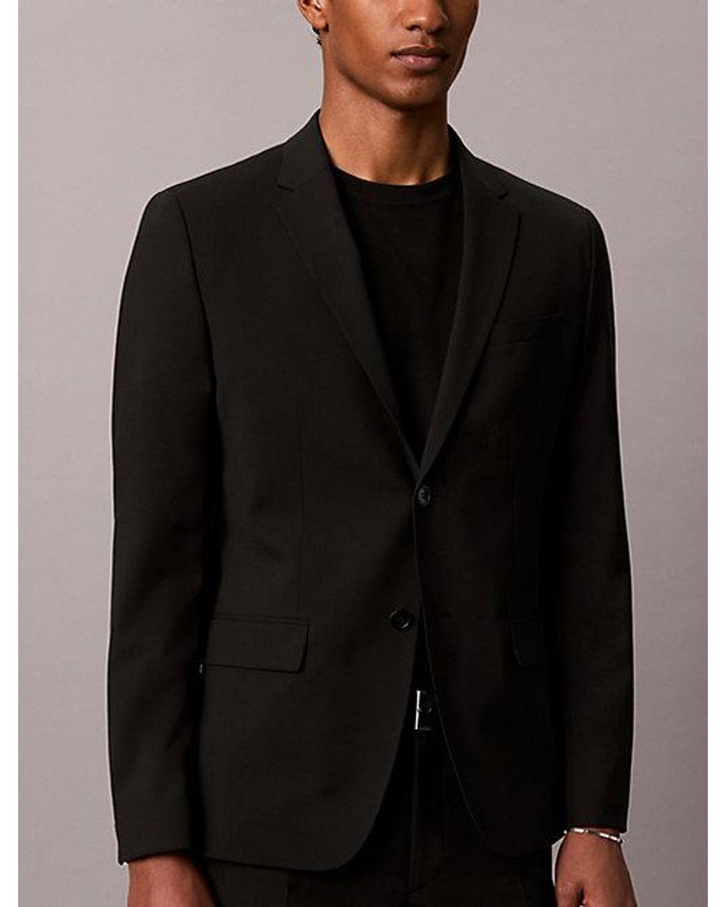 Calvin Klein Black Slim Wool Stretch Blazer for men