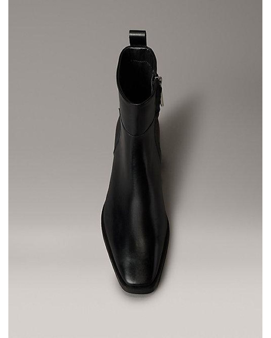 Calvin Klein Black Jeans Leather Ankle Zip Cowboy Boots