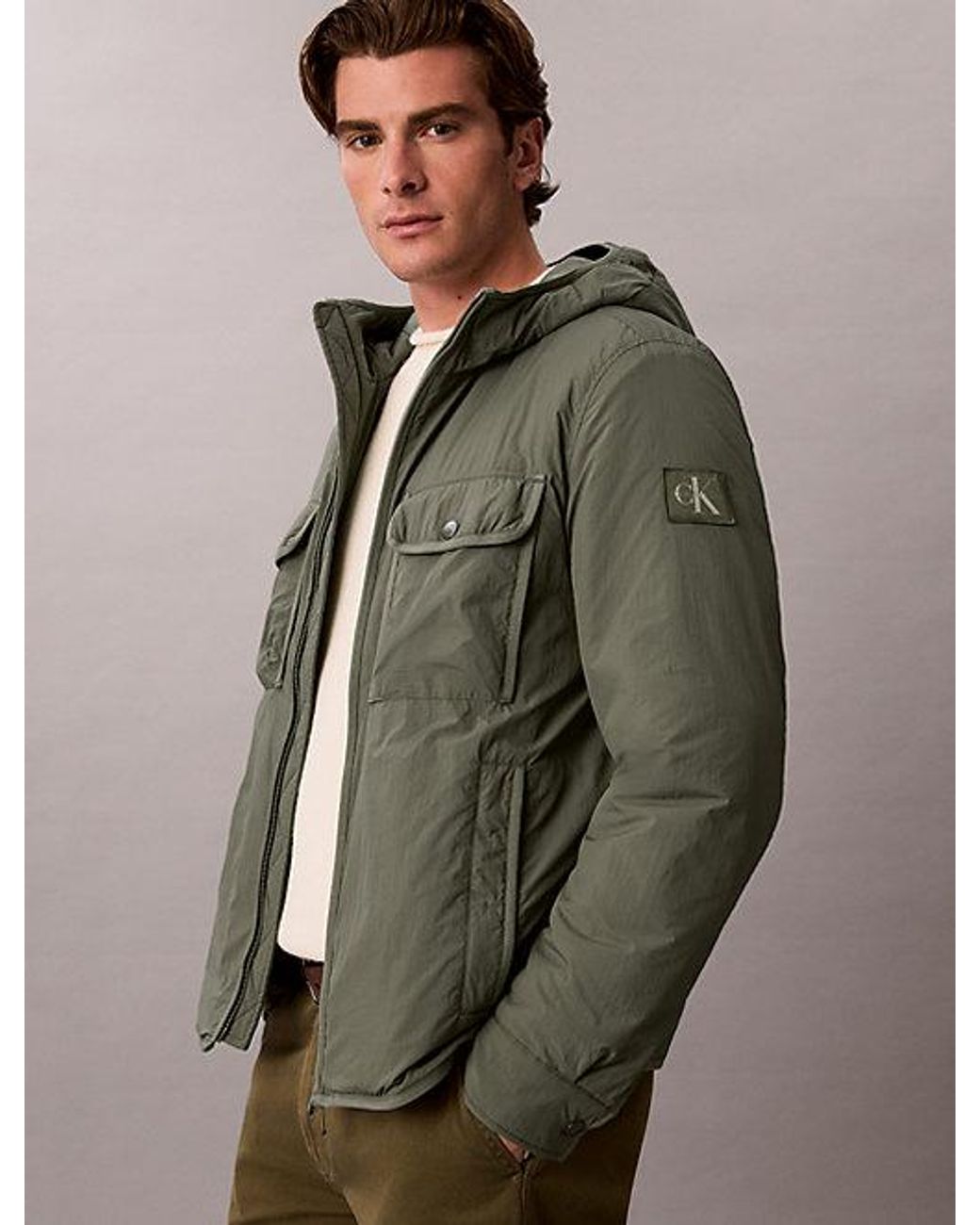 Calvin Klein Natural Jeans Crinkle Nylon Puffer Jacket for men