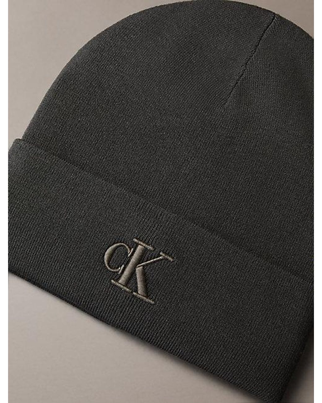 Calvin Klein Gray Signature Logo Beanie for men