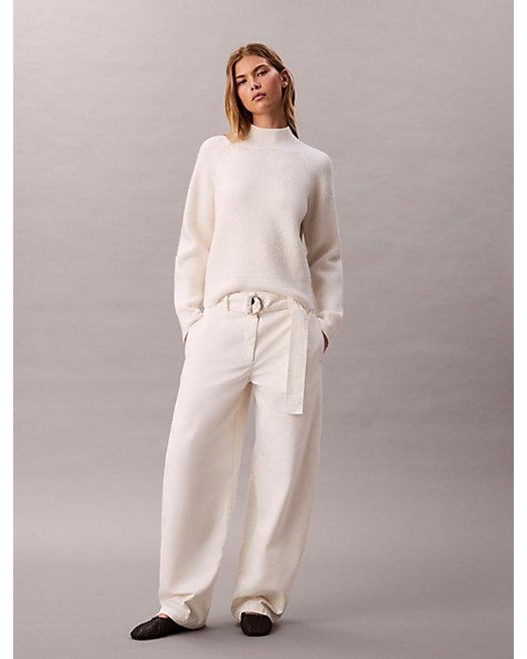 Calvin Klein Natural Jeans Cotton Relaxed Belted Pants