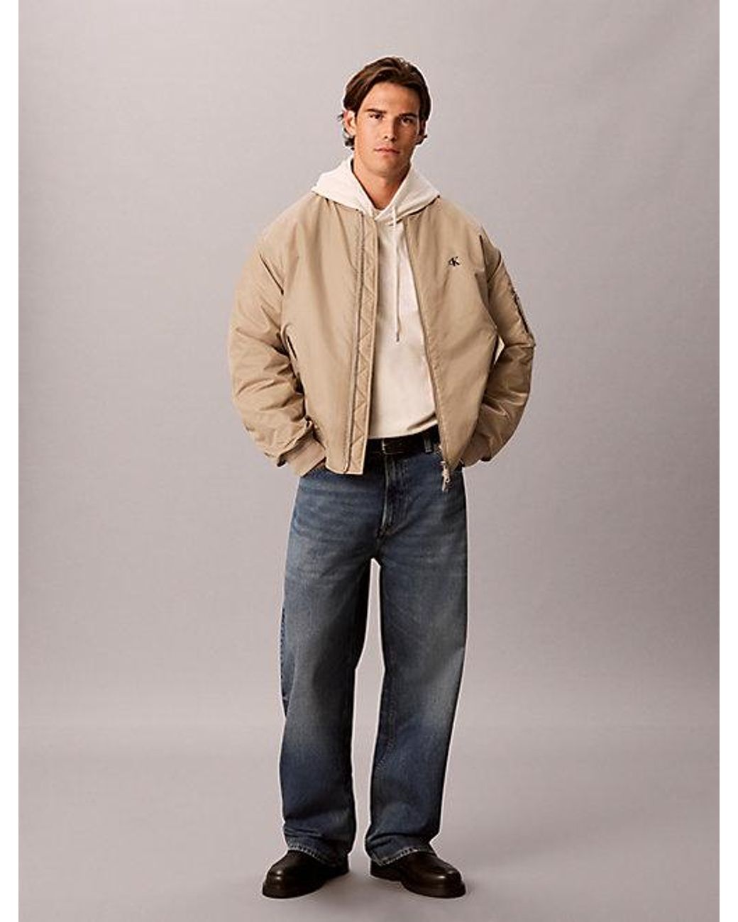 Calvin Klein Natural Jeans Relaxed Monogram Appliqué Hoodie for men