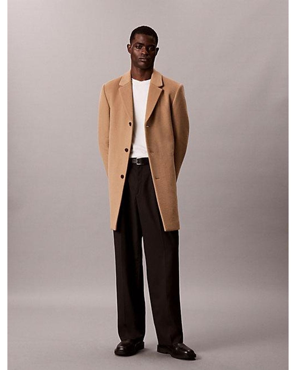 Calvin Klein Natural Wool Blend Overcoat for men