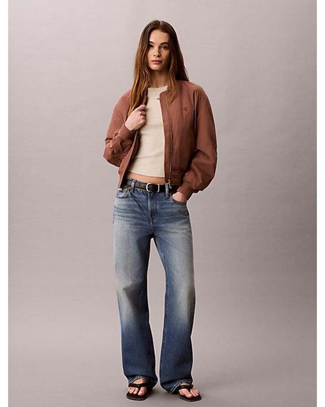 Calvin Klein Blue Jeans Lightly Padded Nylon Bomber Jacket