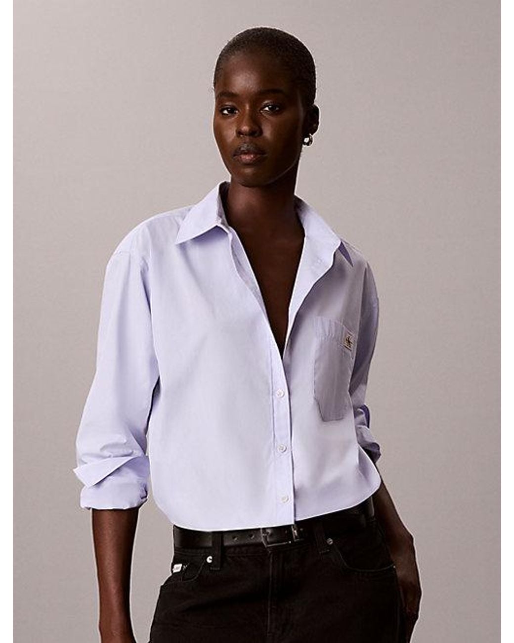 Calvin Klein Purple Jeans Cotton Poplin Relaxed Button Down Shirt