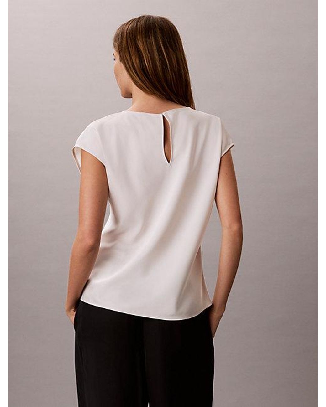 Calvin Klein Pink Smooth Satin Fitted Top