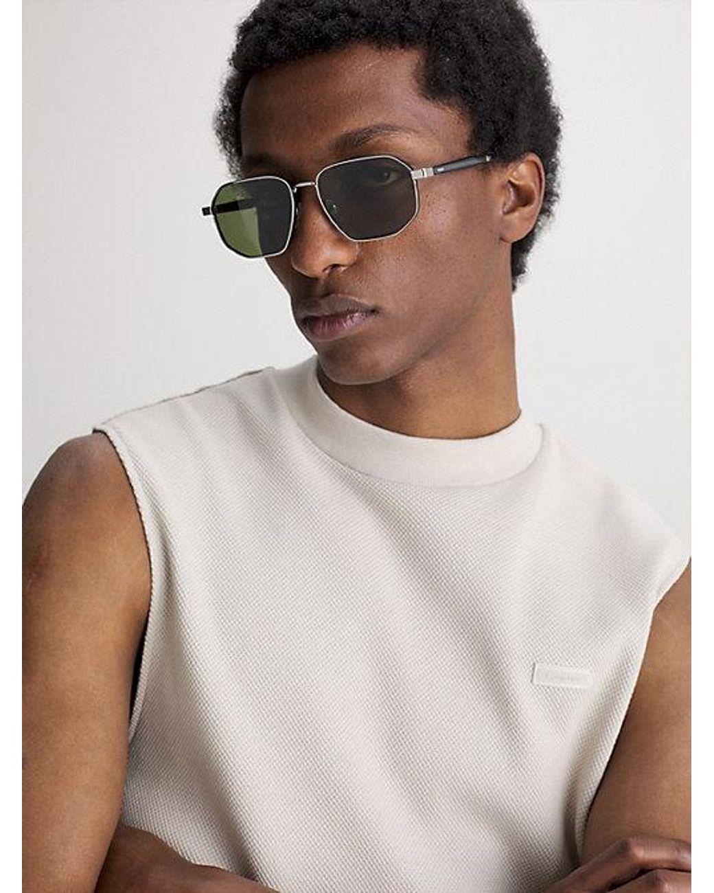 Calvin Klein Green Rectangle Sunglasses for men