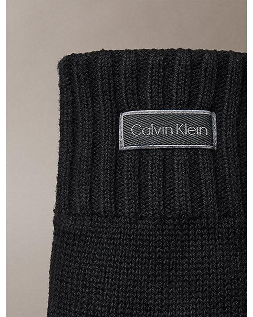Calvin Klein Black Knit Cotton Logo Touchscreen Gloves for men