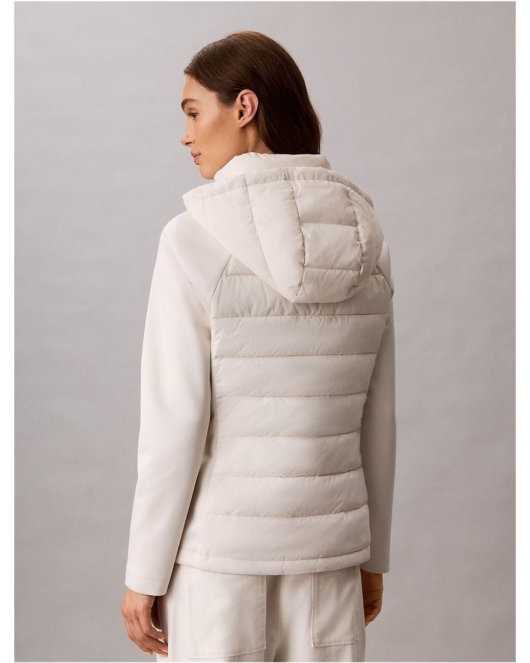Calvin Klein Natural Mixed Media Puffer Jacket