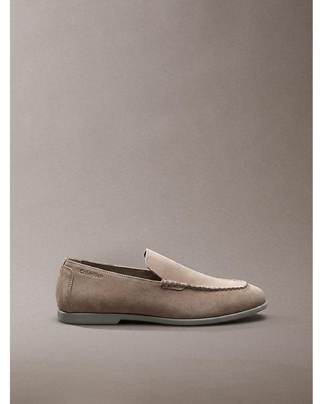 Calvin Klein Brown Taylor Suede Apron Toe Hybrid Loafers for men