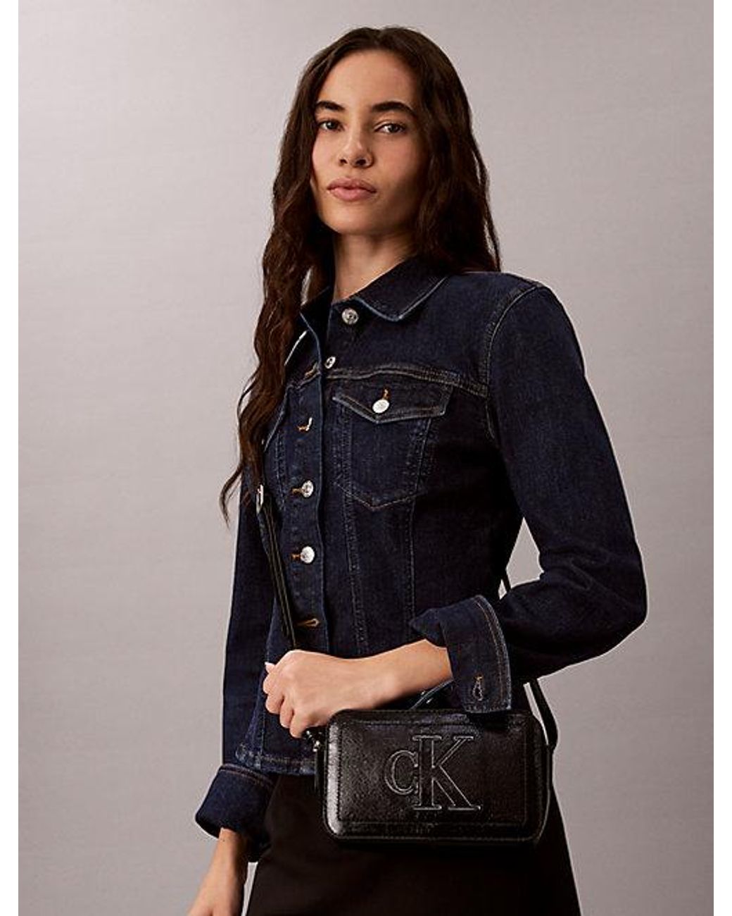 Calvin Klein Black Signature Monogram Crossbody Camera Bag