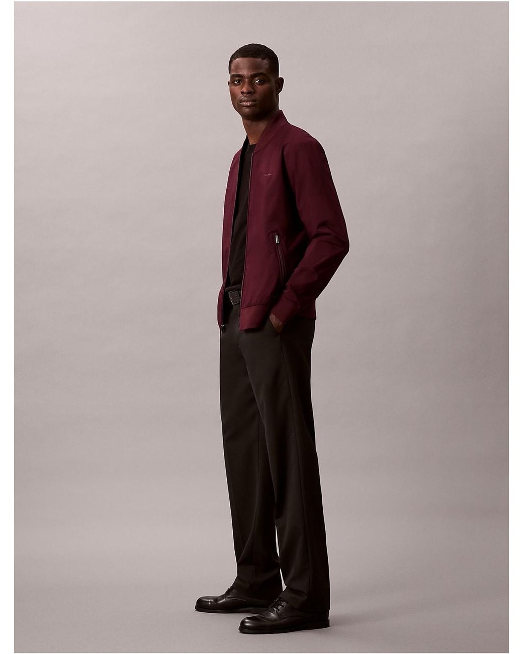 Calvin Klein Red Matte Bomber Jacket for men