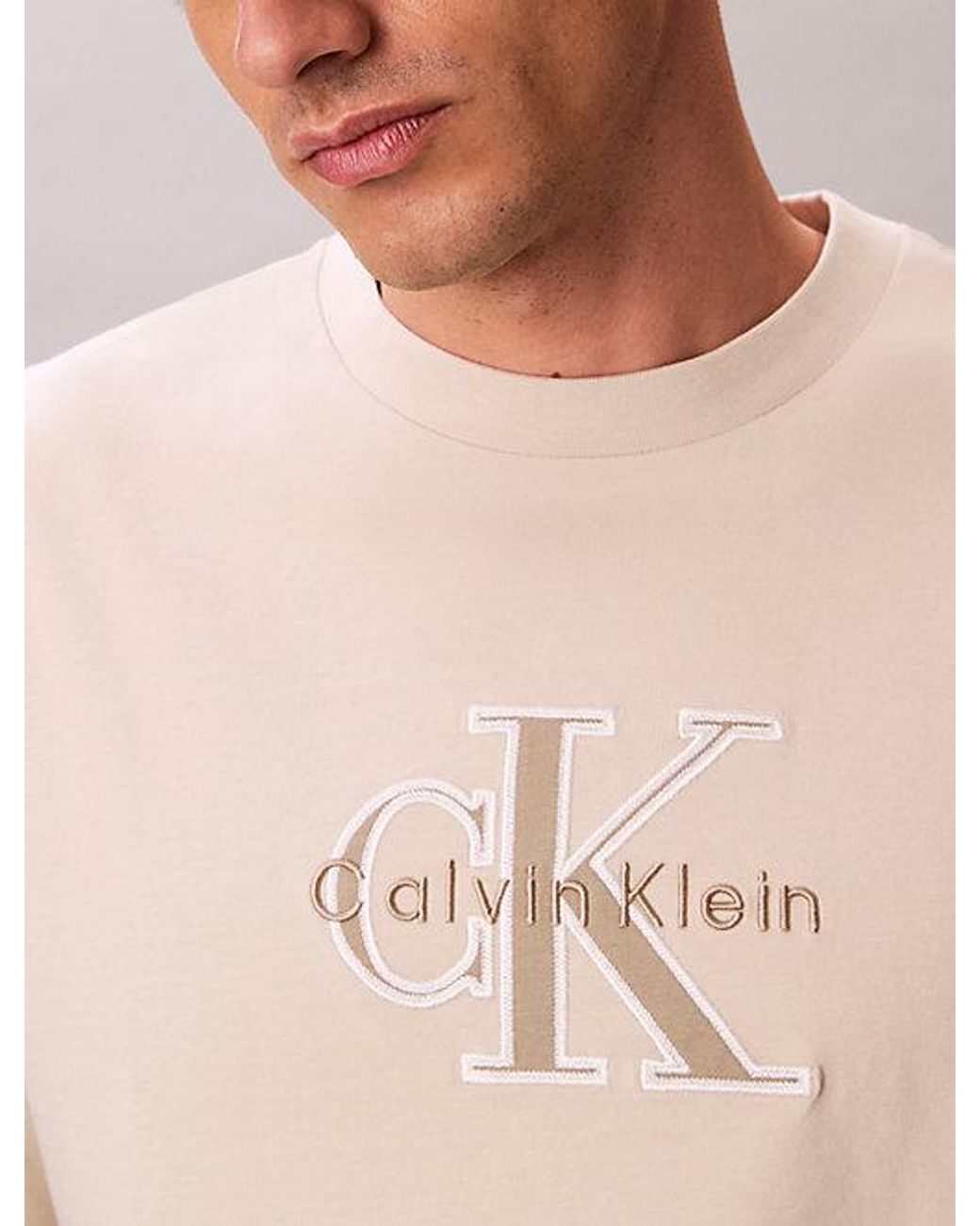 Calvin Klein Gray Jeans Relaxed Logo Appliqué T-Shirt for men