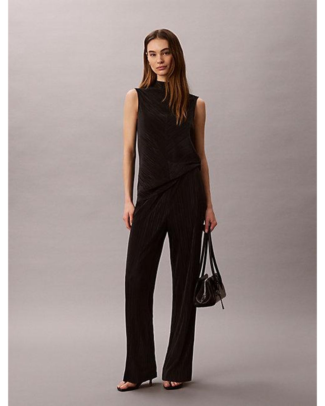 Calvin Klein Black Plisse Pull On Lounge Trousers