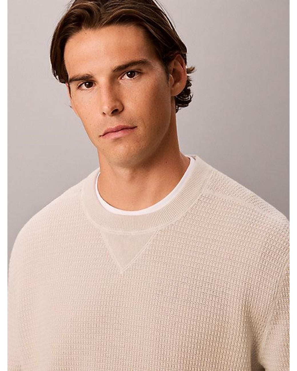 Calvin Klein Blue Jeans Textured Rib Cotton Jumper for men