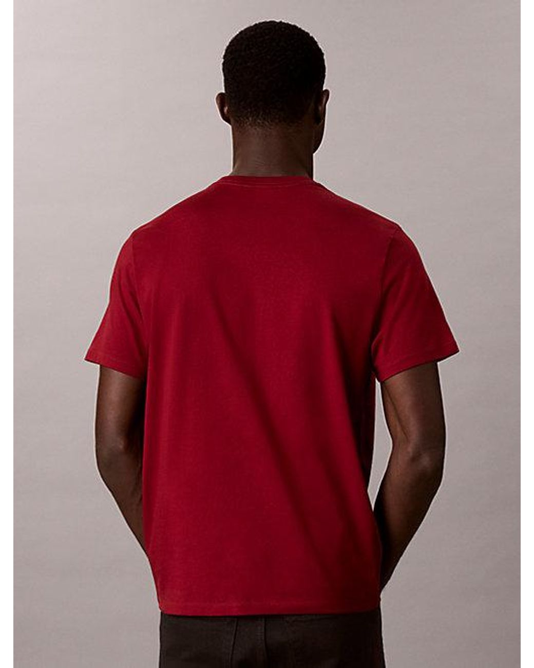 Calvin Klein Red Jeans Monogram Logo T-Shirt for men