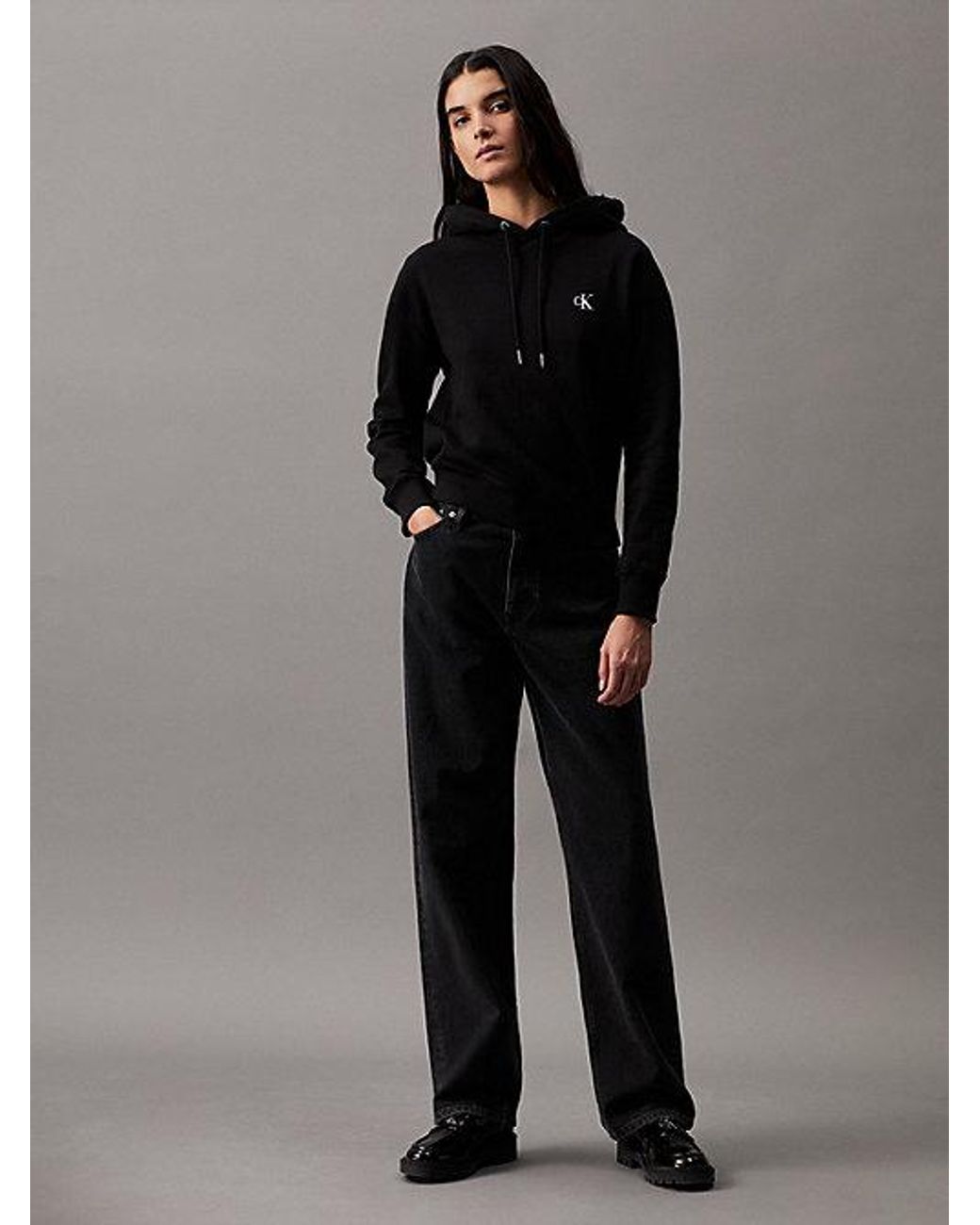 Calvin Klein Black Cotton Blend Fleece Hoodie