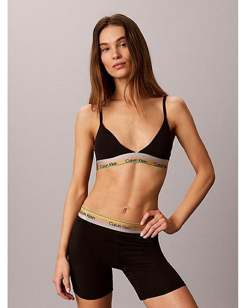 Calvin Klein Black Lightly Lined Triangle Bra Icon Cotton Modal Pride