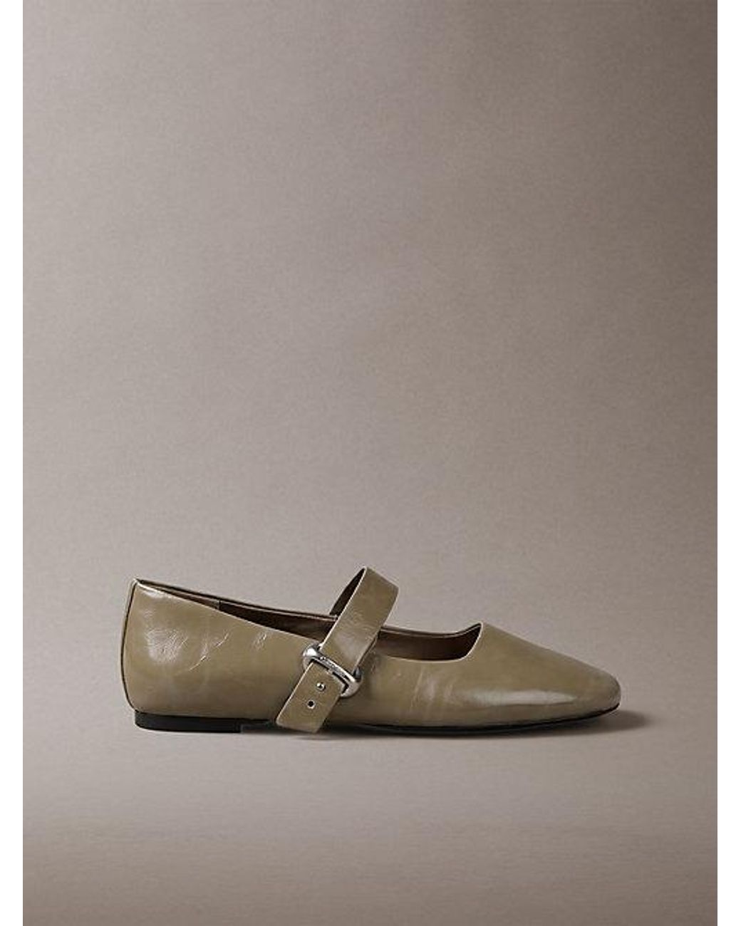 Calvin Klein Brown Leather Mary Jane Ballerinas