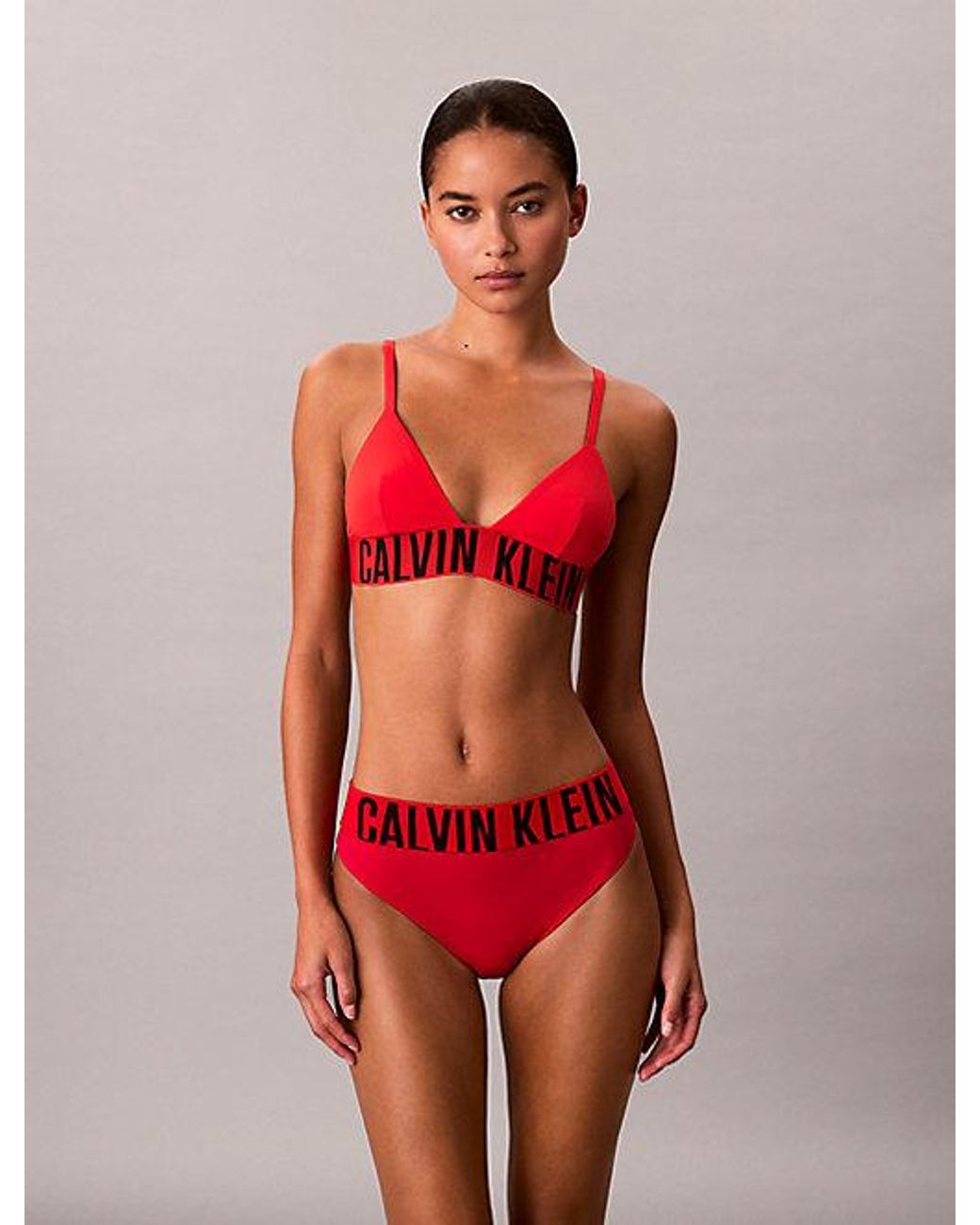 Calvin Klein Triangel Bikinitop in het Red
