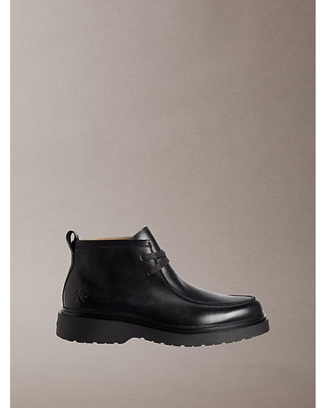 Calvin Klein Black Jeans Smooth Leather Lug Sole Desert Boots for men