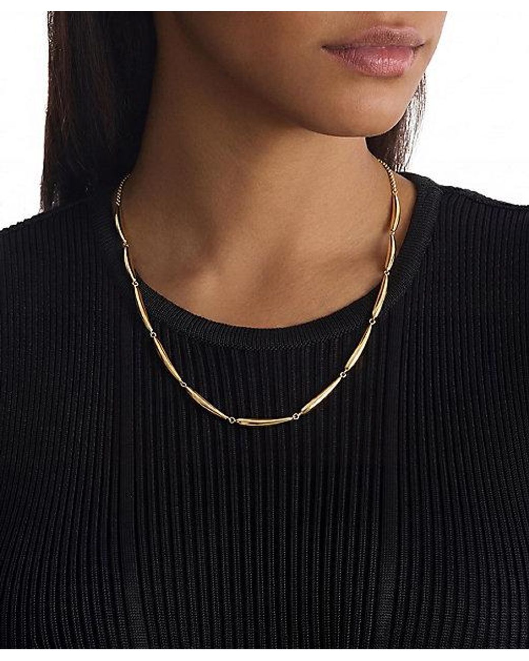 Calvin Klein Metallic Jeans Elongated Drops Plated Steel Necklace