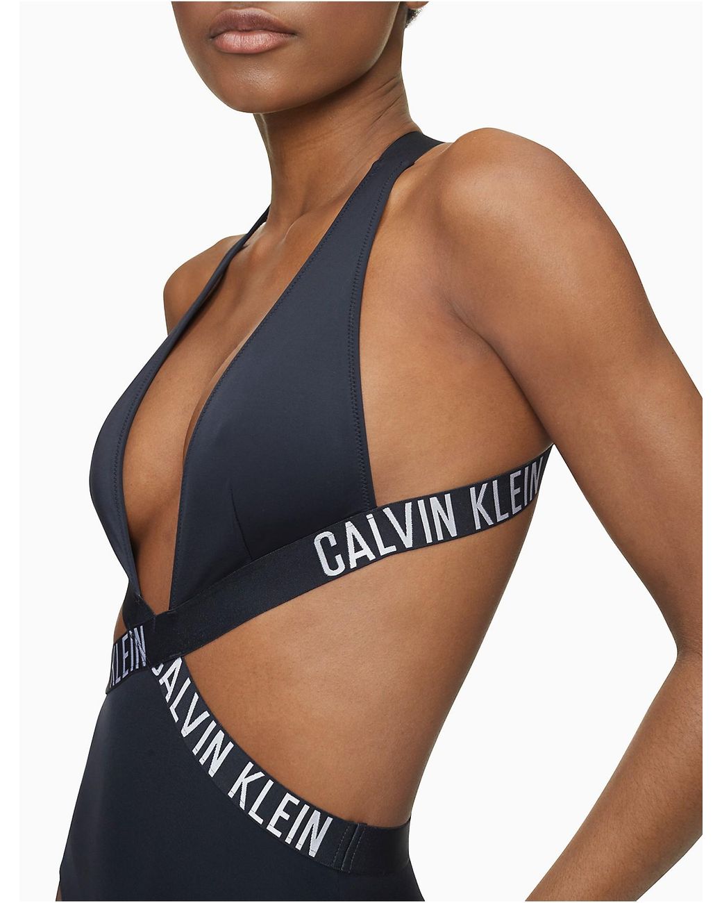 Calvin Klein Synthetic Intense Power Plunge One-piece Swimsuit in Black |  Lyst