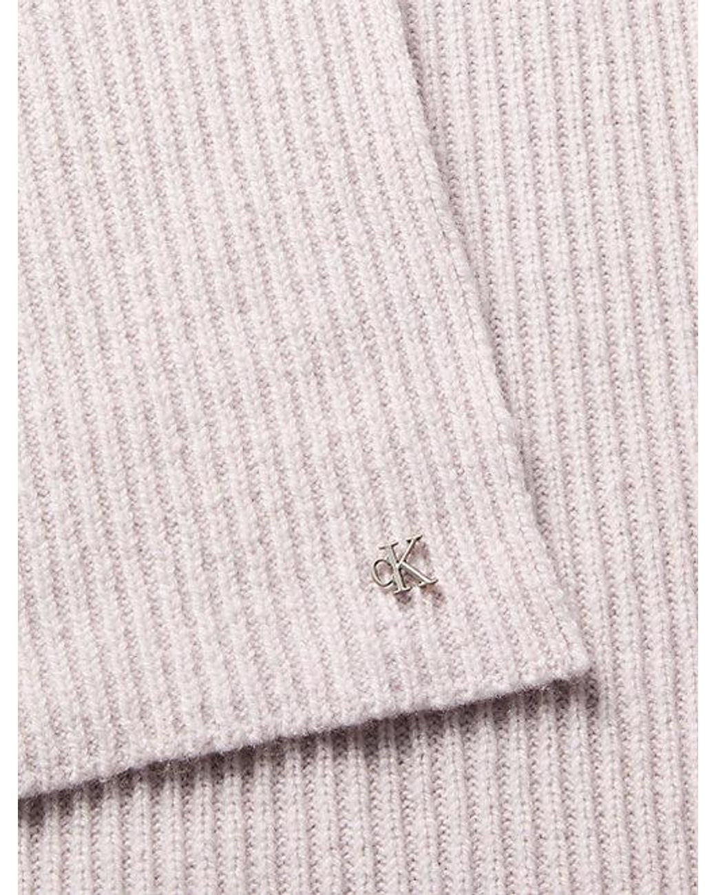 Calvin Klein Pink Wool Blend Monogram Scarf