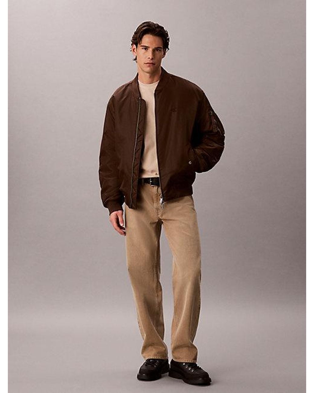 Calvin Klein Brown Jeans Nylon Bomber Jacket for men