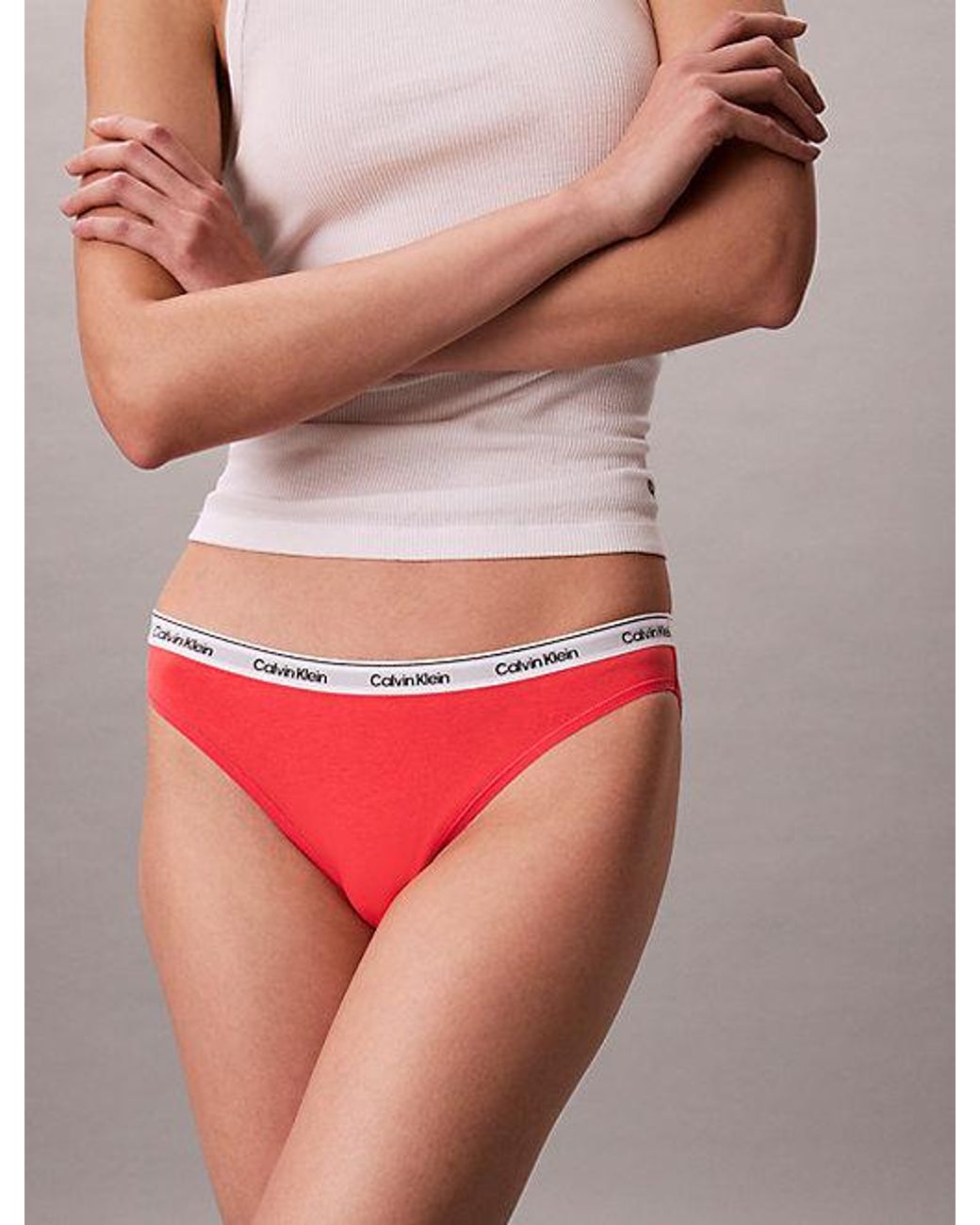 Calvin Klein Red Bikini Briefs Icon Logo
