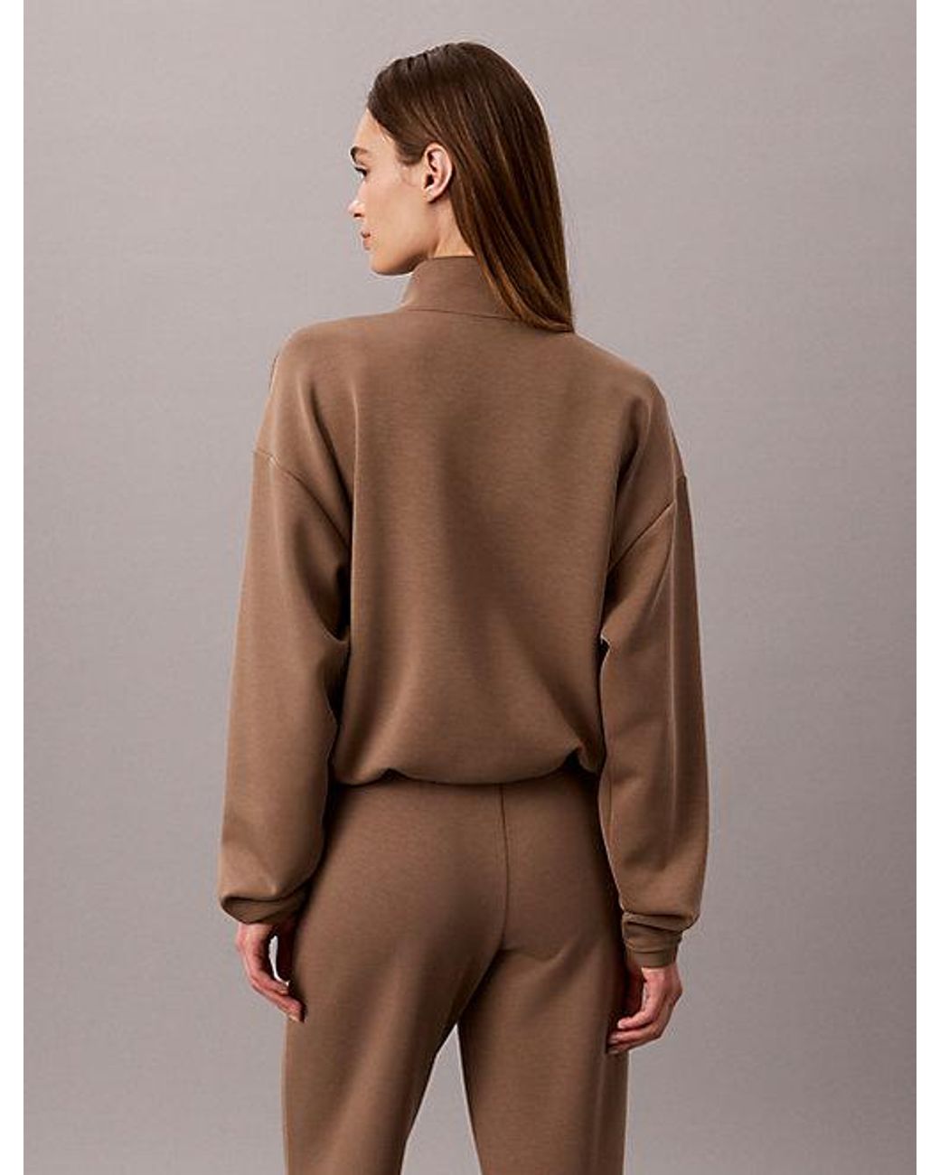 Calvin Klein Brown Sport Smooth Knit Quarter Zip Sweatshirt