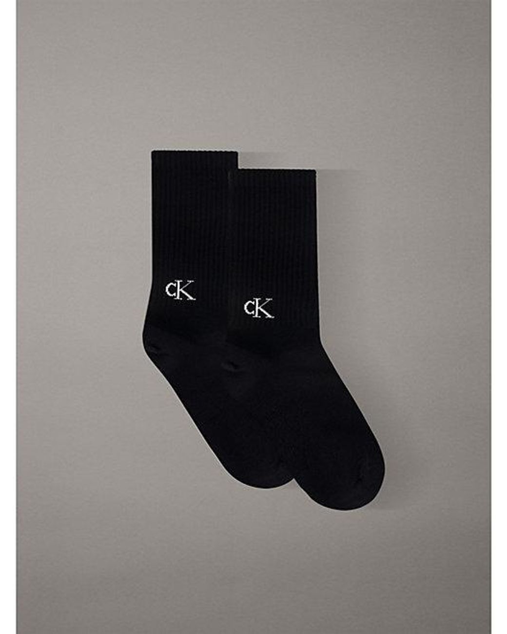 Calvin Klein Black Jeans 2 Pack Logo Tab Crew Socks