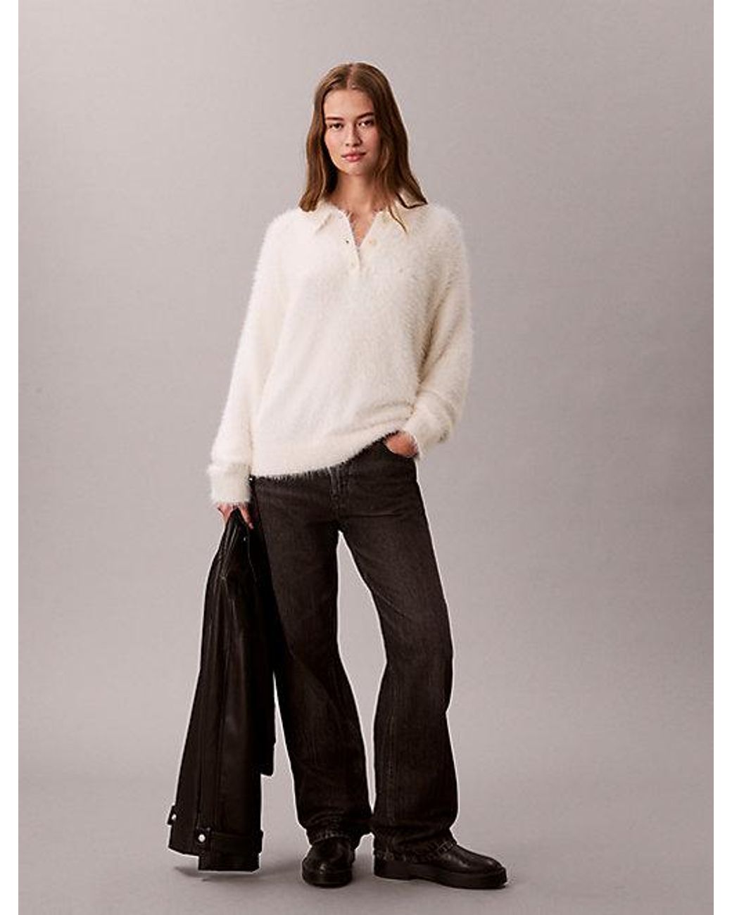 Calvin Klein Natural Jeans Soft Relaxed Polo Jumper